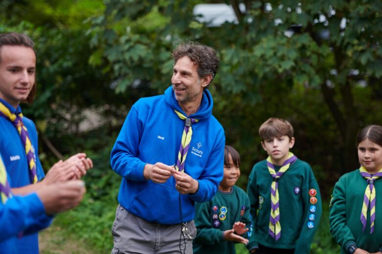Scout volunteers leading an activity with Cubs
